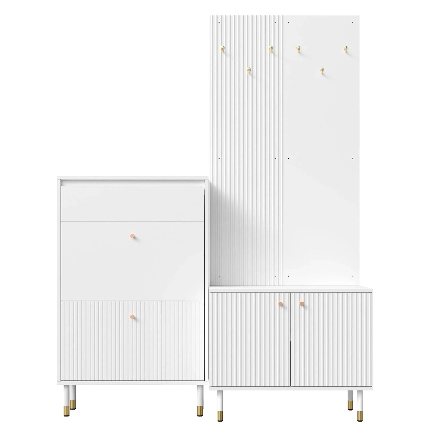 Merax Garderoben Set Schuhschrank Schrank Metallhaken