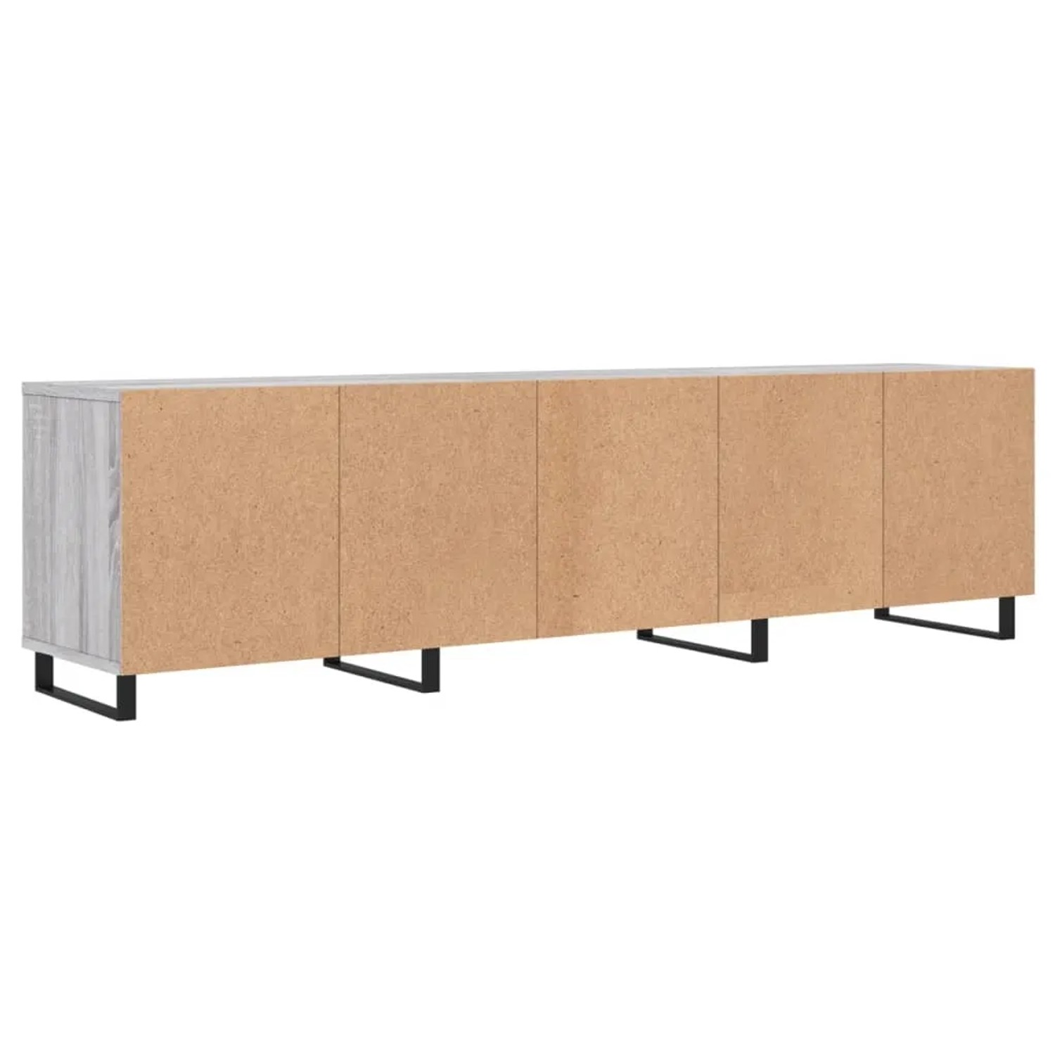 VidaXL TV-Schrank Grau Sonoma, 150 cm breit, Holzwerkstoff mit schwarzen Füßen.