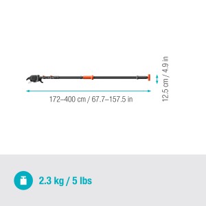 Gardena StarCut Pro L Baumschneider, teleskopierbar von 175 bis 400 cm, Bypass-Schneidprinzip.
