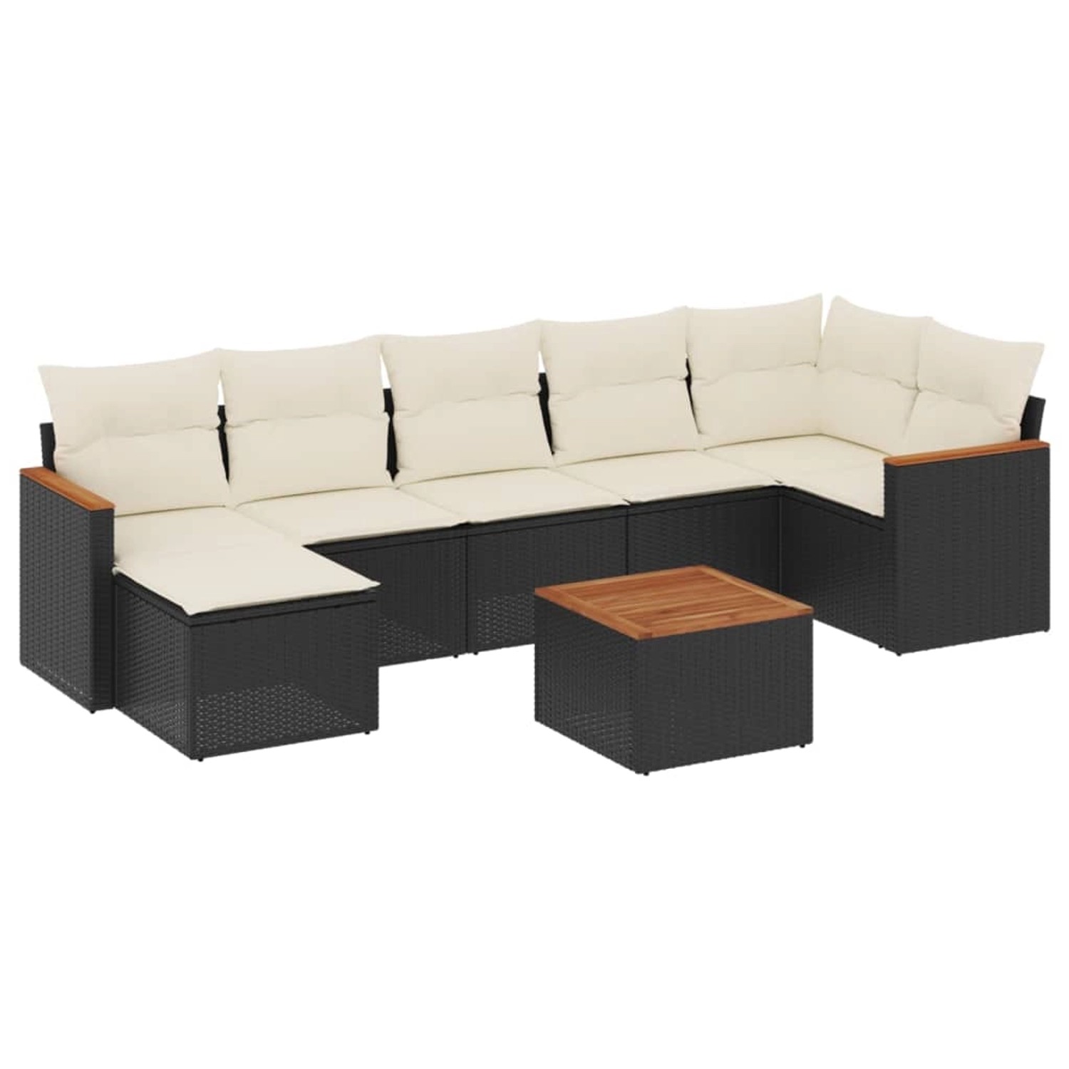 vidaXL 8-Tlg Garten-Sofagarnitur mit Kissen Schwarz Poly Rattan 3226196