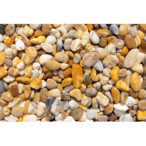 Bunte Flusskiesel, 16-32 mm, im 10 kg Sack. Zierkies für Garten- und Landschaftsbau.