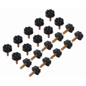 Schwarze Fußkappen (20 Stk.) für Olea Loungegruppe, 30x25 mm, mit Metallgewinde.