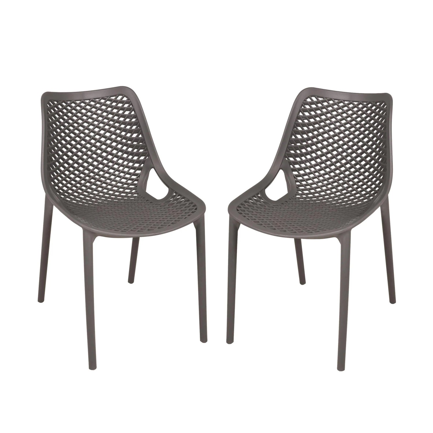 DELUKE Gartenstuhl 2er Set ERIK Kunststoff Anthrazit Gartenstühle Wetterfest Essstühle Outdoor Terrasse