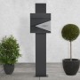 Moderner ML-Design Standbriefkasten in Anthrazit-Silber mit Zeitungsfach und anthrazitfarbenem Pfosten.