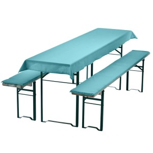 NYVI Bierbankauflagen Set, 3-teilig, Uni Aqua: Tischdecke und 2 Bankauflagen für Bierzeltgarnituren.