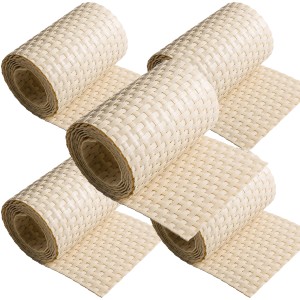 NYVI Polyrattan Sichtschutzstreifen, 5 Rollen, Beige. Zubehör für Zaunbau und Sichtschutz.