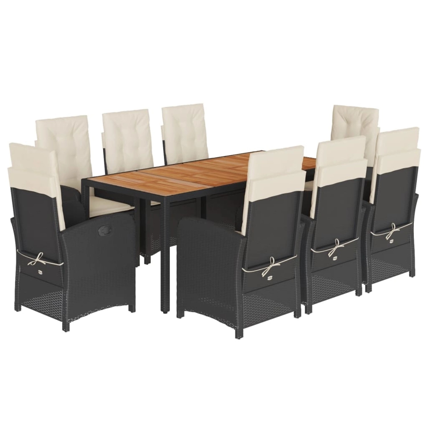 vidaXL 9-Tlg Garten-Essgruppe mit Kissen Schwarz Poly Rattan 3212229 günstig online kaufen