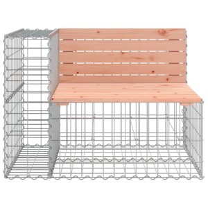 DELUKE Gabionenbank aus Stahl und Massivholz. Helle Holz-Sitzfläche und Rückenlehne. Ideal für Gartenmöbel.