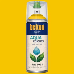 Belton Free AQUAcolours Buntlack RAL 1021 Rapsgelb matt, Sprühdose.