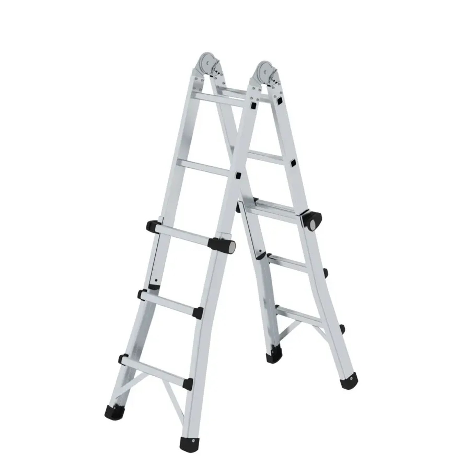 MUNK Gelenk-Teleskopleiter, 4x3 Sprossen, ausziehbar und treppengängig.