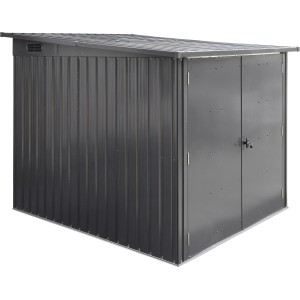 Floraworld Fahrradgarage für 3 Fahrräder, anthrazitfarbene Fahrradbox aus Stahlblech mit abschließbarer Flügeltür.