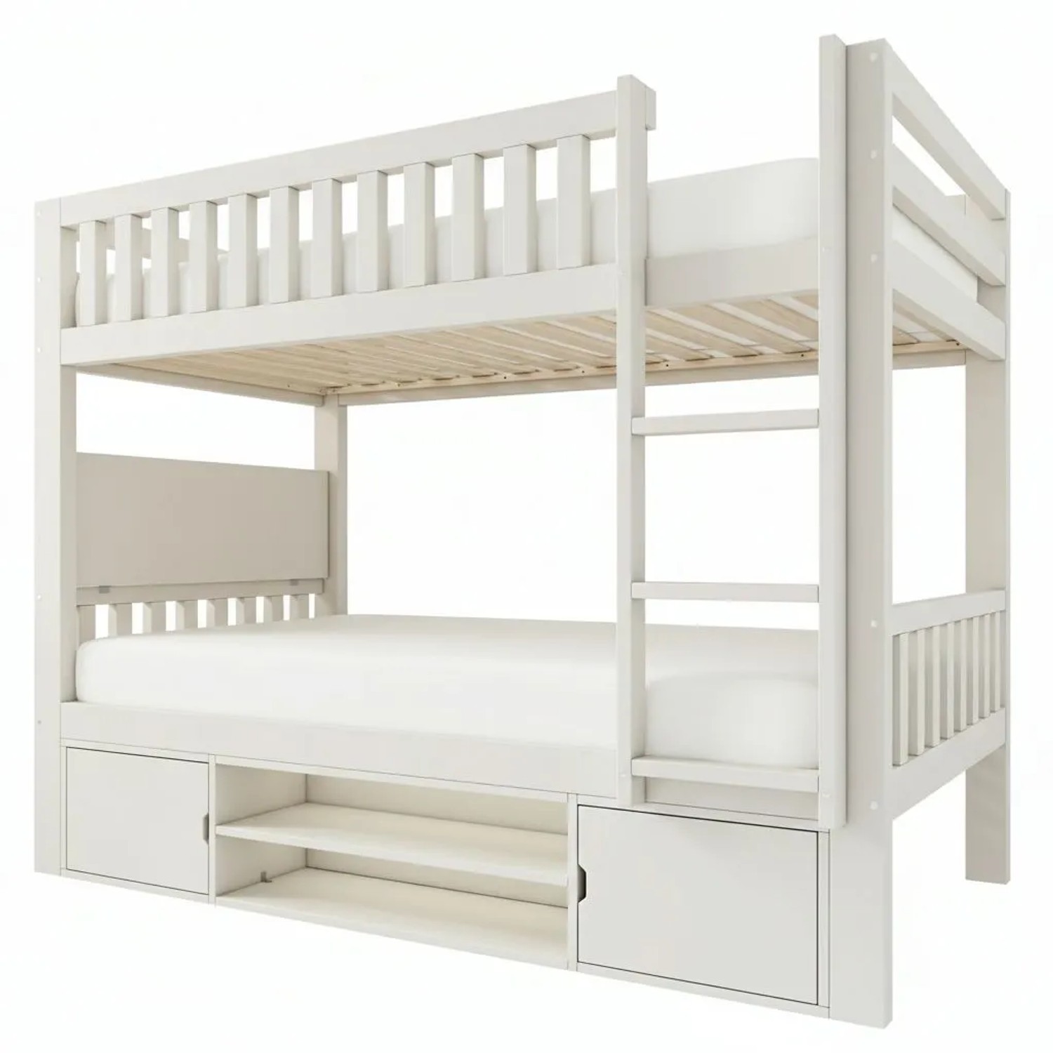 Merax Hochbett 90x200cm Klapptisch Schuhregal Weiß