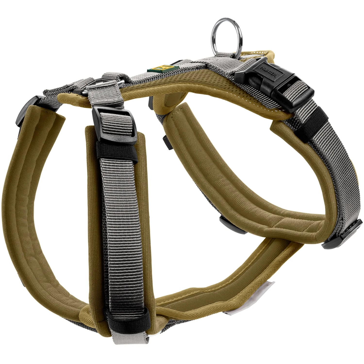 PHOEPET Hundegeschirr Mit Griff & Reflektor – Verstellbar, 2 Metallringe (vorn/hinten), Für Große Hunde (XL, Grau)