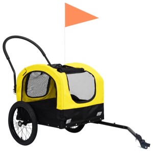 vidaXL 2-In-1 Fahrradanhänger für Hunde und Buggy Gelb und Schwarz 92439