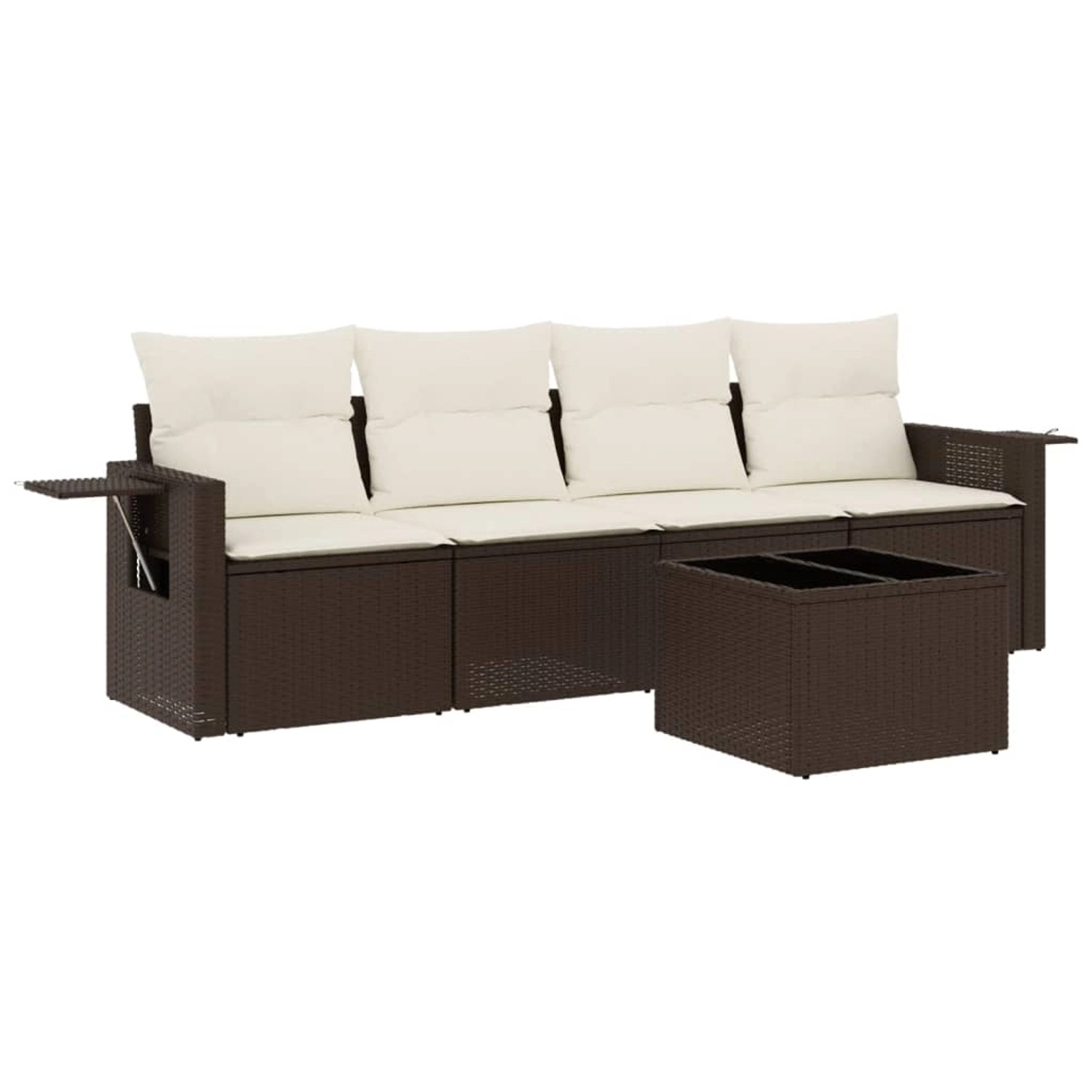 vidaXL 5-Tlg Garten-Sofagarnitur mit Kissen Braun Poly Rattan 3219892 günstig online kaufen