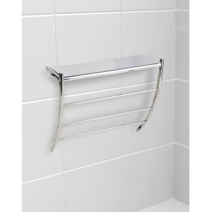 Bagnoxx Wandregal mit Handtuchstangen aus Edelstahl, silberfarben, zur Badablage und Handtuchaufbewahrung.