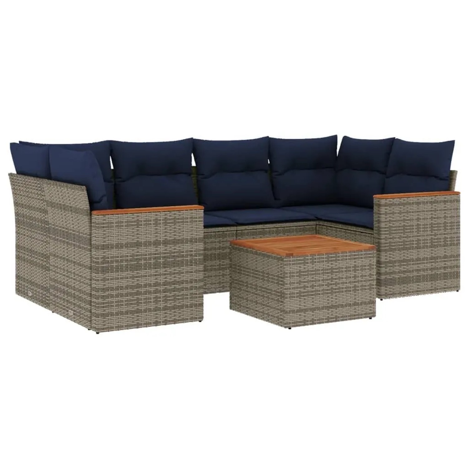 vidaXL 7-Tlg Gartensofa-Set mit Kissen Grau Polyrattan 3225802 günstig online kaufen