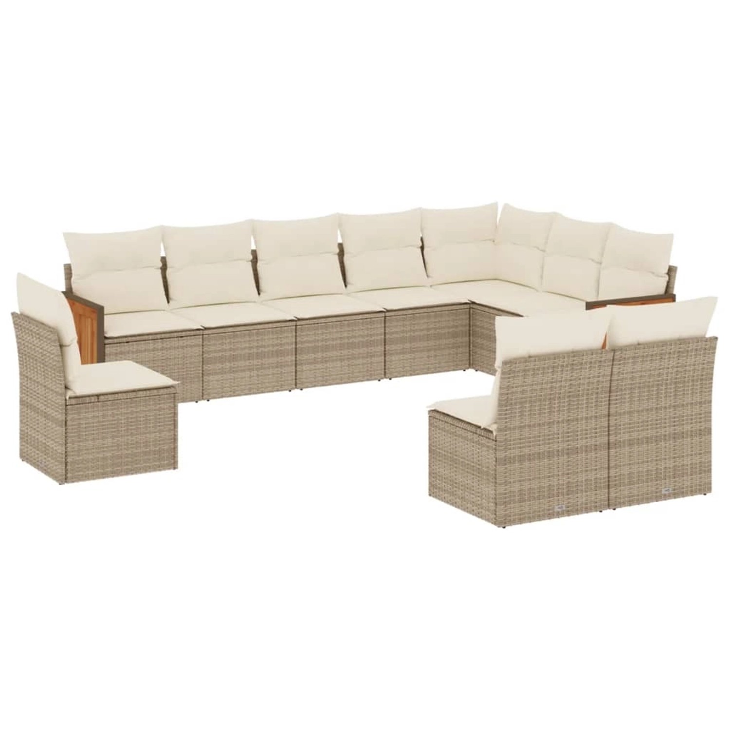 vidaXL 10-Tlg Garten-Sofagarnitur mit Kissen Beige Poly Rattan 3227752 günstig online kaufen