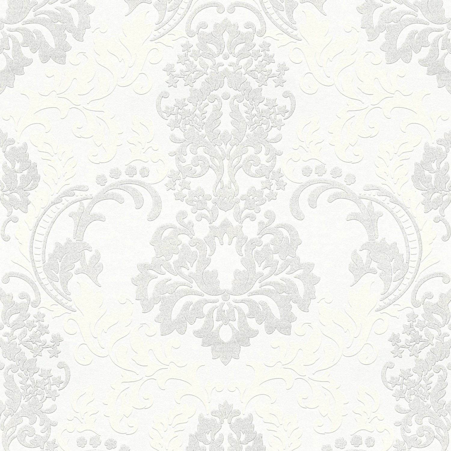 Bricoflor Ornament Tapete mit Glitzer Barock Vliestapete in Weiß Grau Elegant für Schlafzimmer und Esszimmer Vlies Glitz