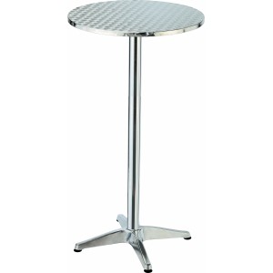 Runder, silberner Gartentisch Patoka, Ø 60 cm, ideal für Balkon und Terrasse.