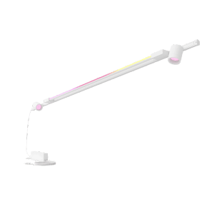 Weiße Philips Hue Perifo LED-Schienenleuchte mit 2 Spots & Gradient Tube für Wandmontage.