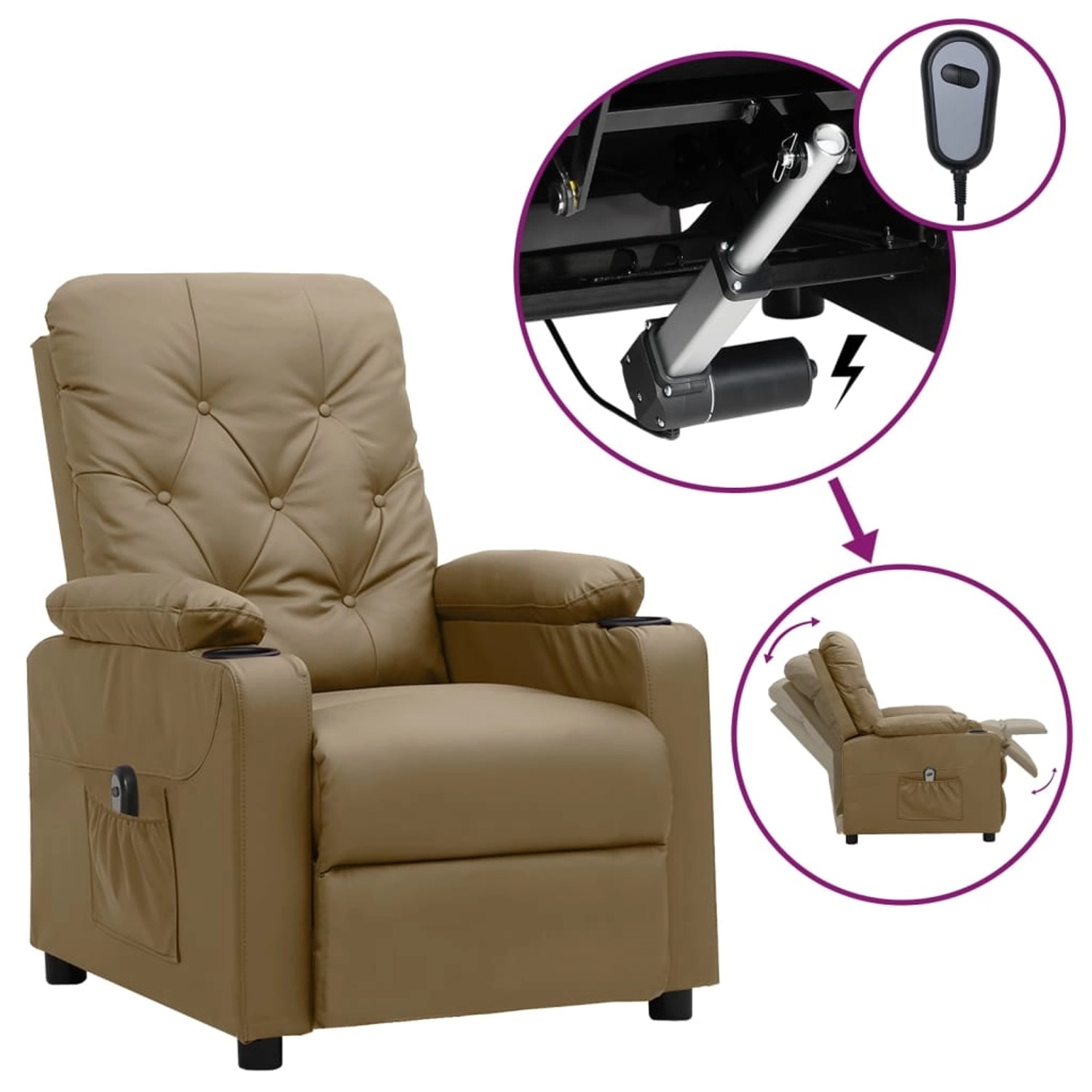 vidaXL Relaxsessel Elektrisch Cappuccino-Braun Kunstleder 3098865 günstig online kaufen