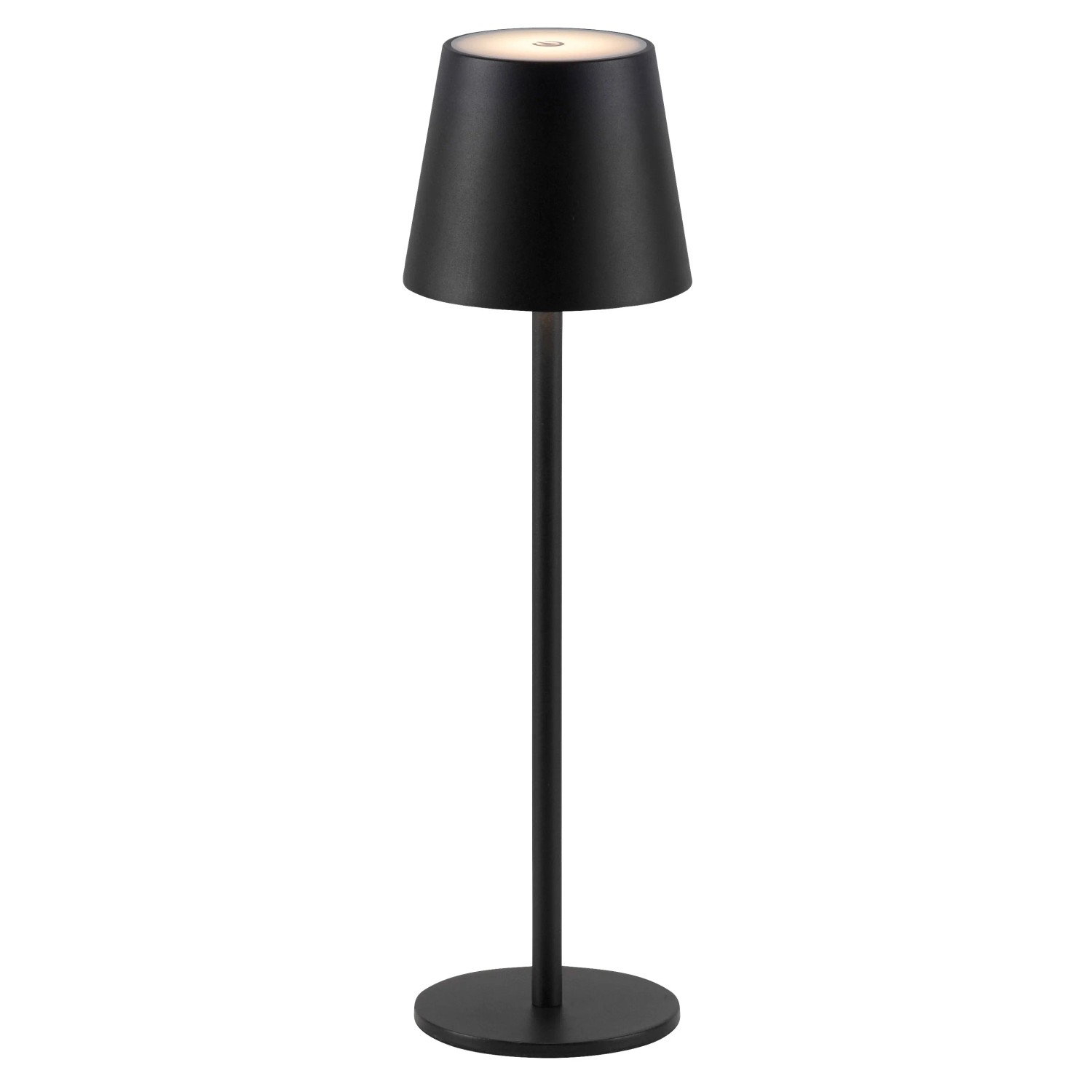 Schwarze LED-Akku-Tischleuchte Euria von Just Light, 37 cm hoch, dimmbar.