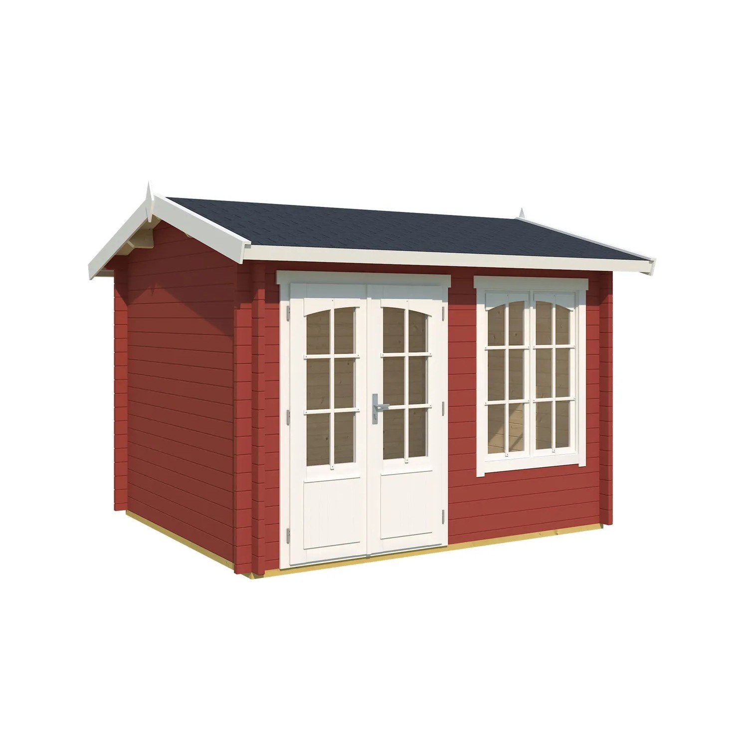 Lasita Maja Gartenhaus Alex, schwedenrot, mit Doppeltür und Fenster. Holz-Gartenhaus im klassischen Stil.