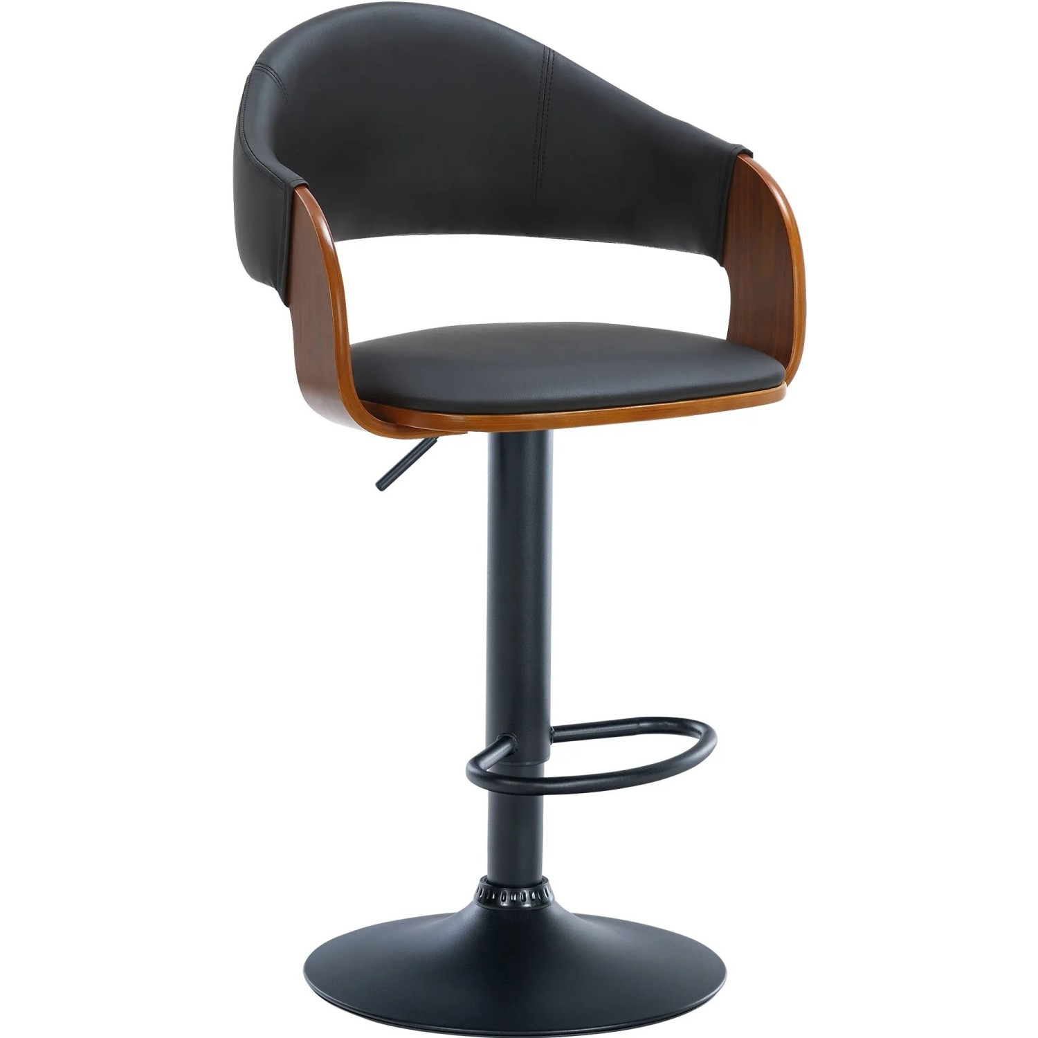 DELUKE Barhocker BOROS Kunstleder Walnuss/schwarz 50x49x89cm Schwarz Schwarz Barstuhl Mit Lehne Drehbar Tresenhocker Tre...