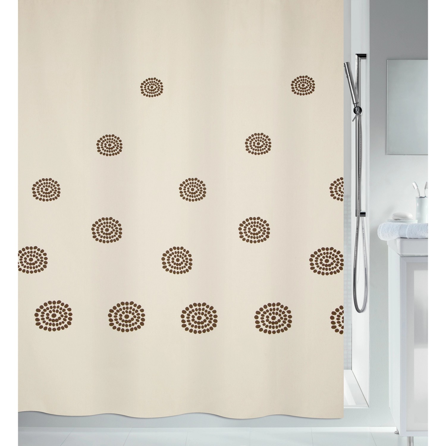 Spirella Duschvorhang Tribal 180 cm x 200 cm Beige günstig online kaufen