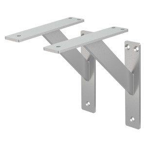 2er Set ML-Design Regalhalterungen, 180x180 mm, Silber, Aluminium, für schwebende Regale.