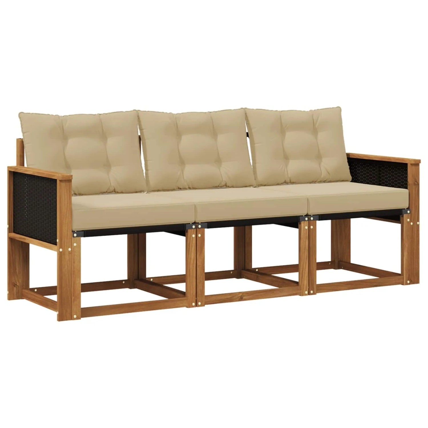 vidaXL Outdoor-Sofagarnitur mit Kissen 3 Stk Natur und Beige 3381737