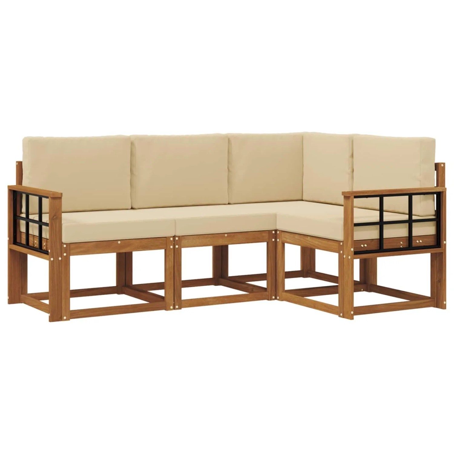 vidaXL Outdoor-Sofagarnitur mit Kissen 4 Stk Natur und Beige 3366336
