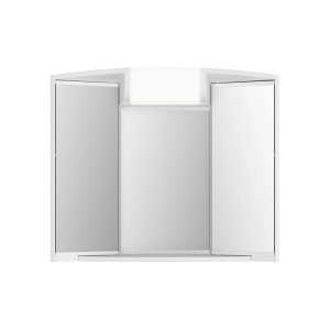 Jokey Spiegelschrank Angy, 59x50 cm, Weiß Hochglanz mit zwei Spiegeltüren und Beleuchtung.