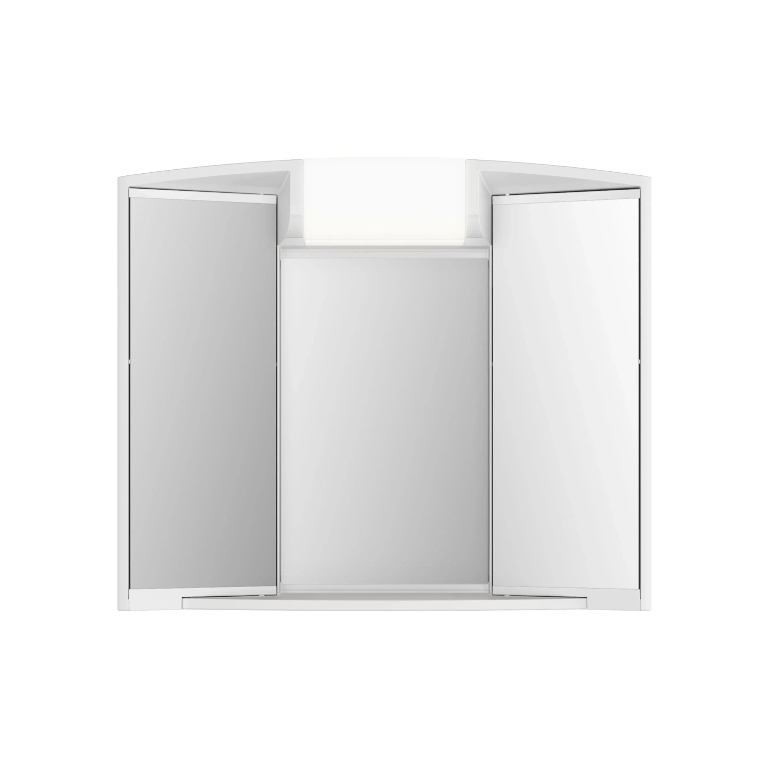 Jokey Spiegelschrank Angy, 59x50 cm, Weiß Hochglanz mit zwei Spiegeltüren und Beleuchtung.