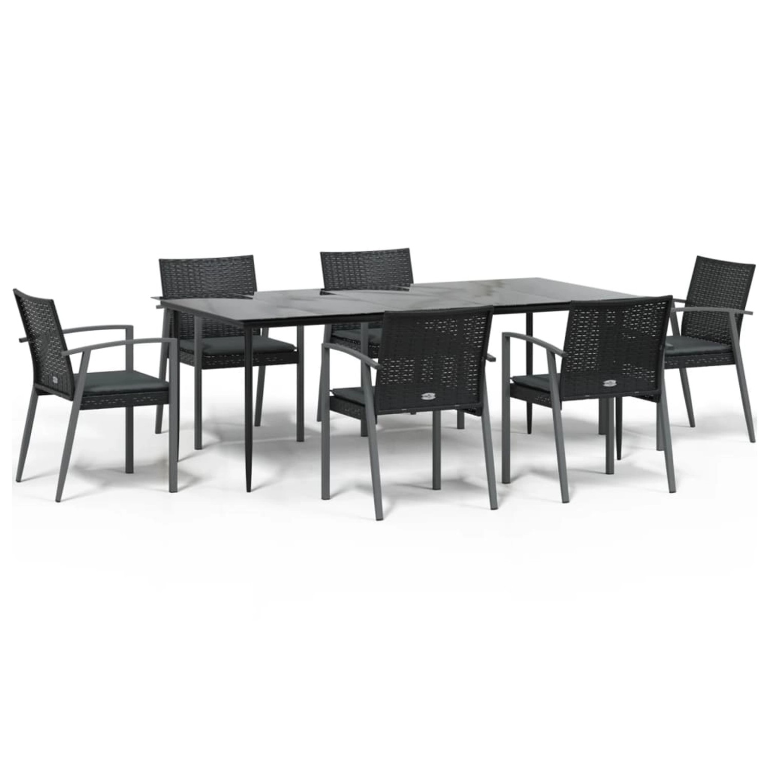 vidaXL 7-Tlg Garten-Essgruppe mit Kissen Poly Rattan und Stahl 3186983 günstig online kaufen