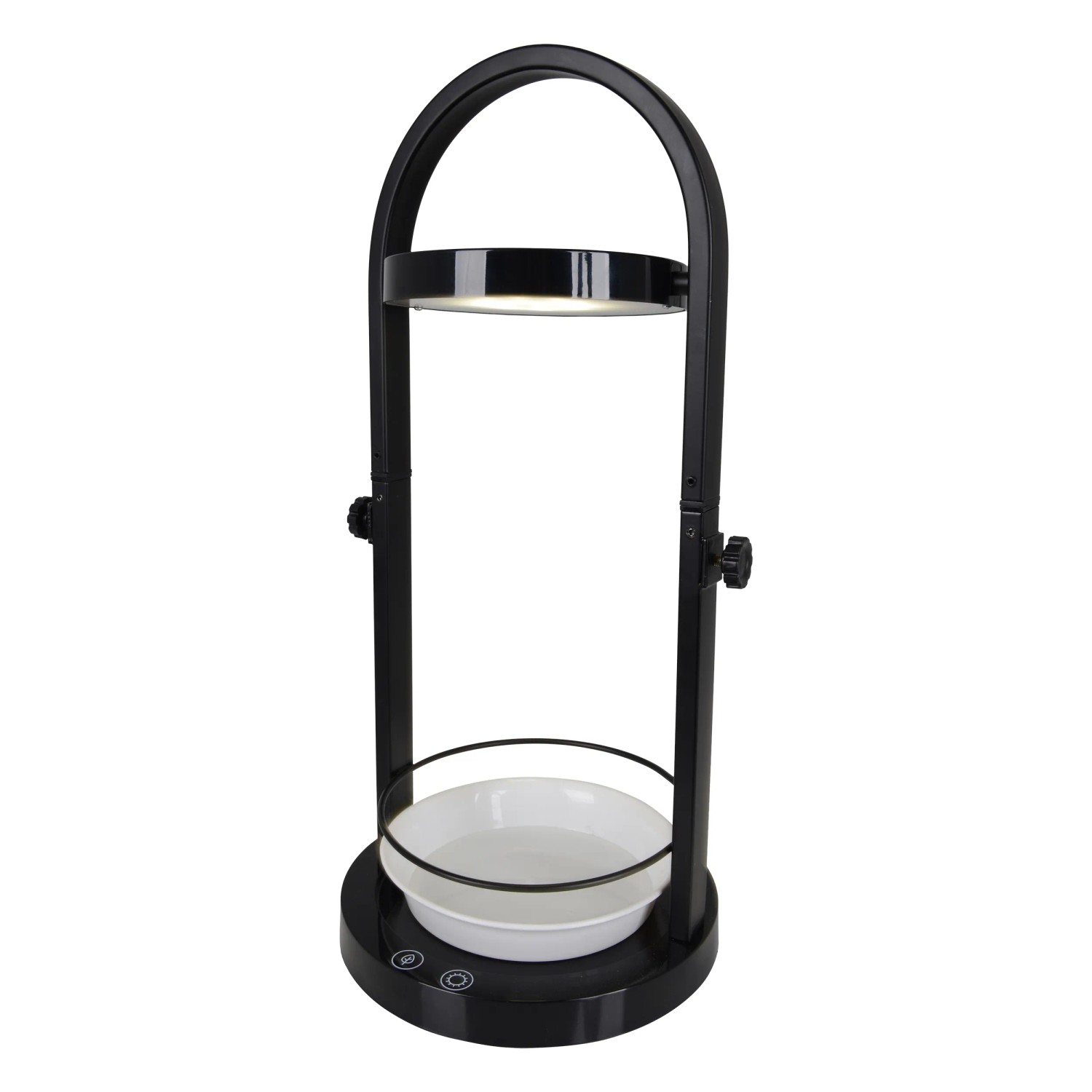 Schwarze Näve LED-Tischleuchte Pflanzen, 53,5 cm hoch, mit Wachstumslampe und Pflanzschale.