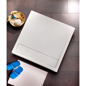 Quadratische, weiße Ottofond Duschwanne Plateau 80x80 cm aus Acryl mit Rinnenablauf.