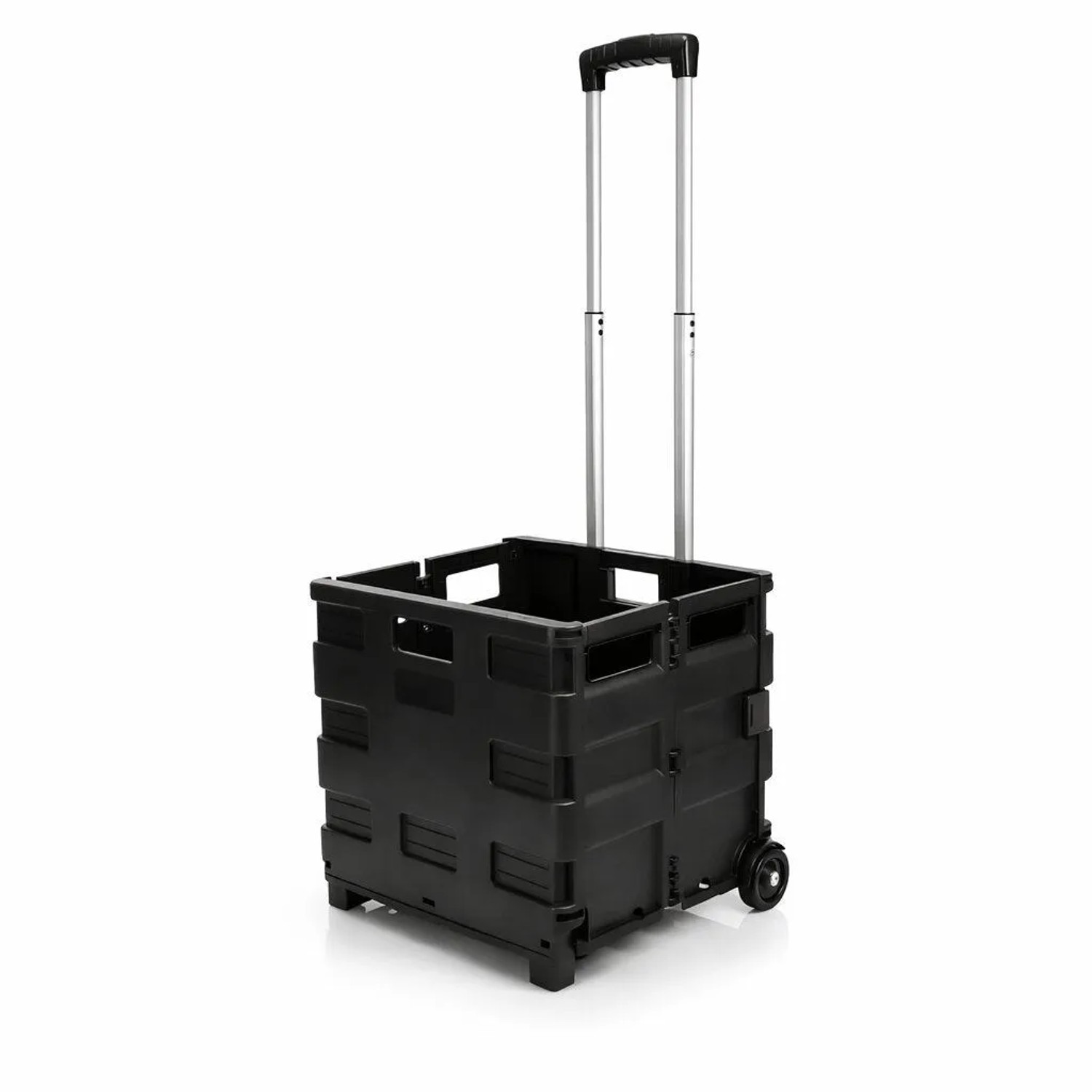 BigDean Werkzeugtrolley Leer Klappbar Bis 35 kg Transportbox Mit Rollen Und Teleskopgriff Einkaufstrolley