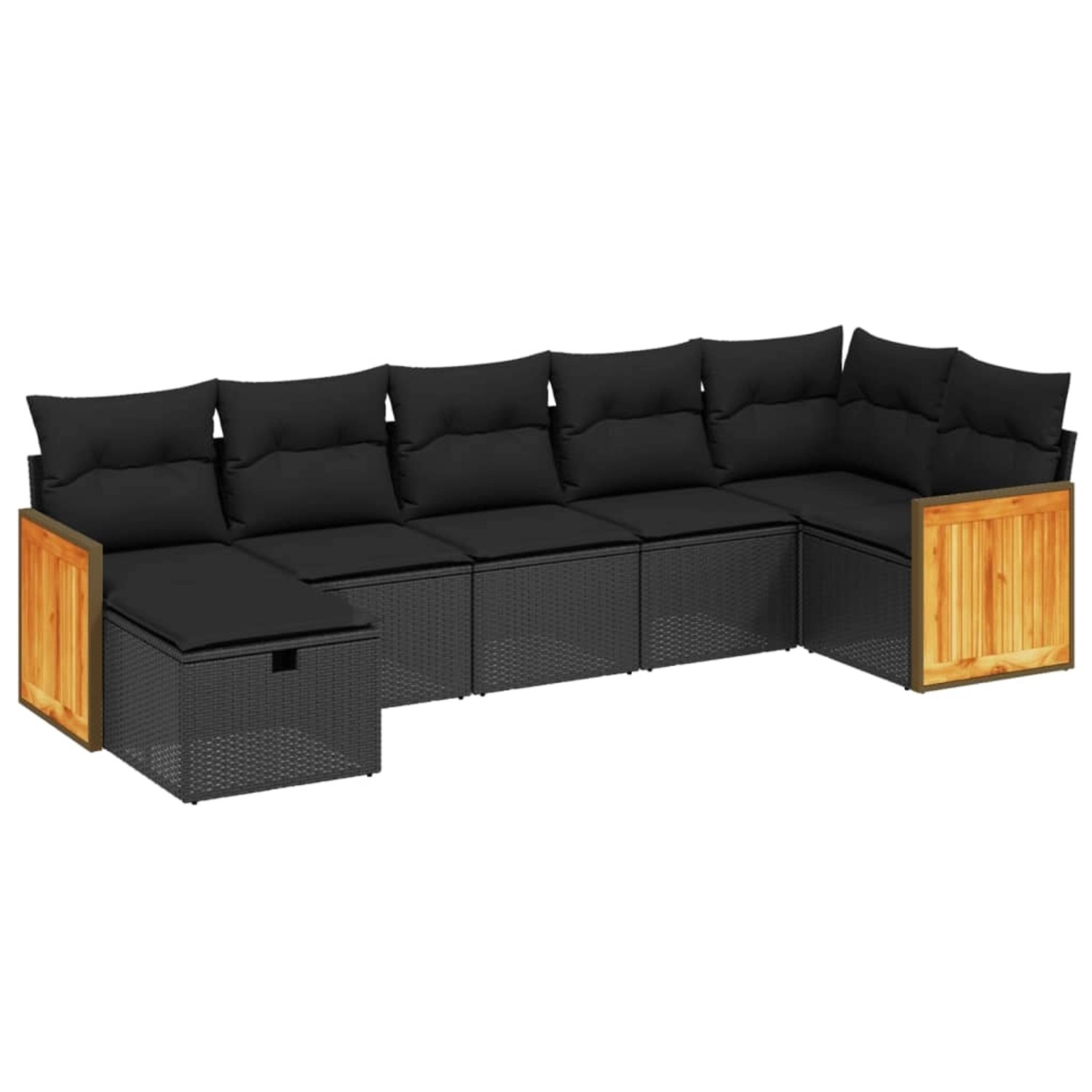 vidaXL 7-tlg Garten-Sofagarnitur mit Kissen Schwarz Poly Rattan Modell 140 günstig online kaufen