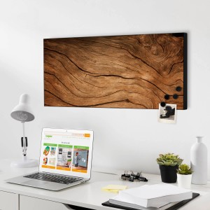 Banjado Magnettafel mit Holz-Motiv, 78x37cm, inkl. Magnete. Dekorative Magnetwand für Notizen.