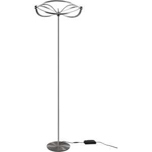 Moderne Trio LED Stehlampe Charivari in Nickel matt, dimmbar, für Wohnraum und Schlafzimmer.