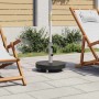 Schwarzer, runder vidaXL Sonnenschirmständer aus Granit (30 kg) mit Rollen und Edelstahlrohr.