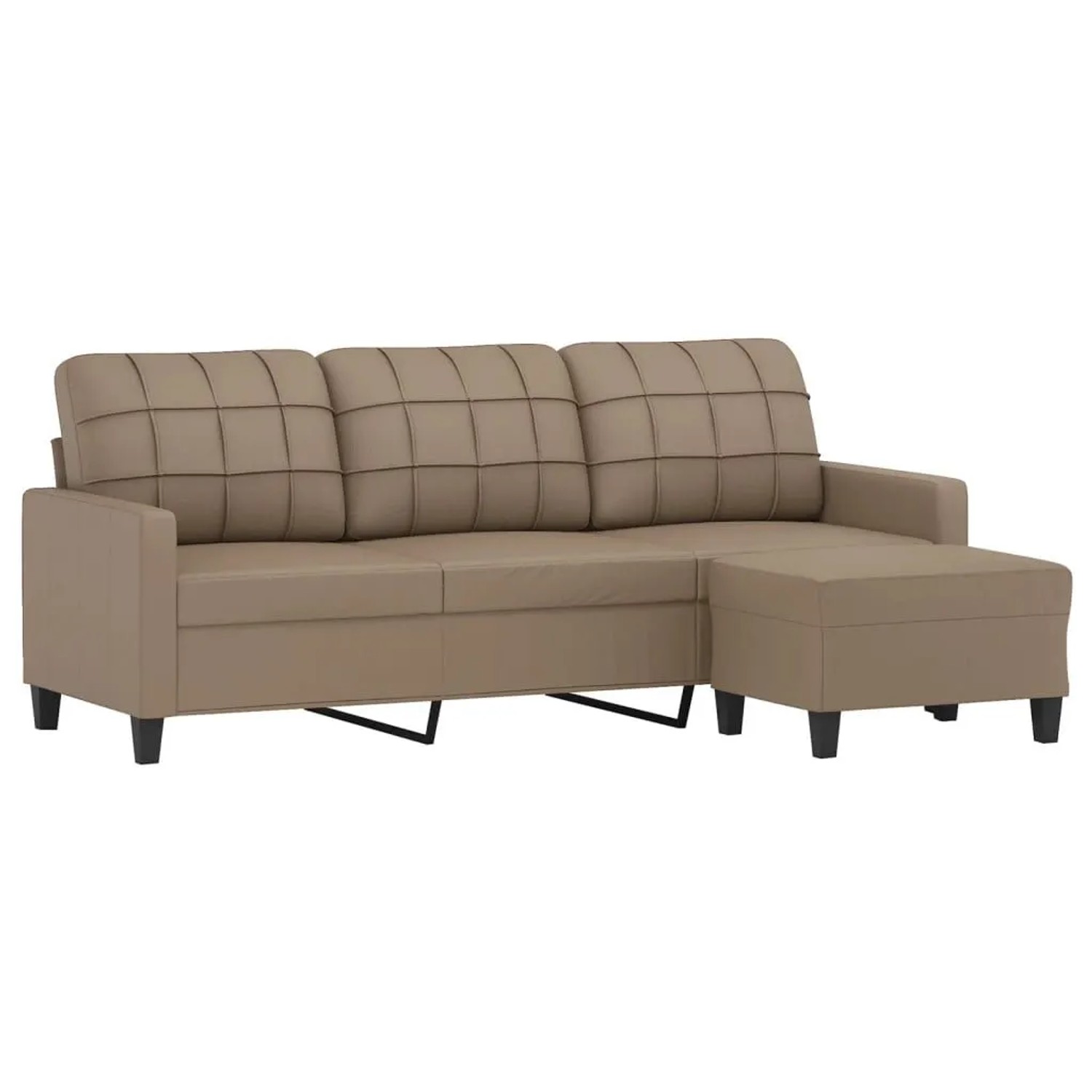 vidaXL 3-Sitzer-Sofa mit Hocker Cappuccino-Braun 180 cm Kunstleder 3201018 günstig online kaufen