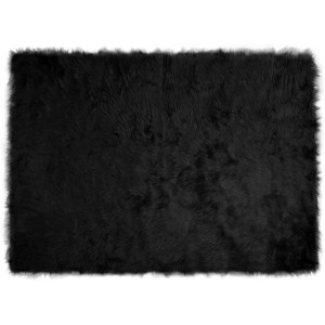 Schwarzer vidaXL Kunstschaffell Teppich Tafalla, 120x170 cm, aus Polyester.