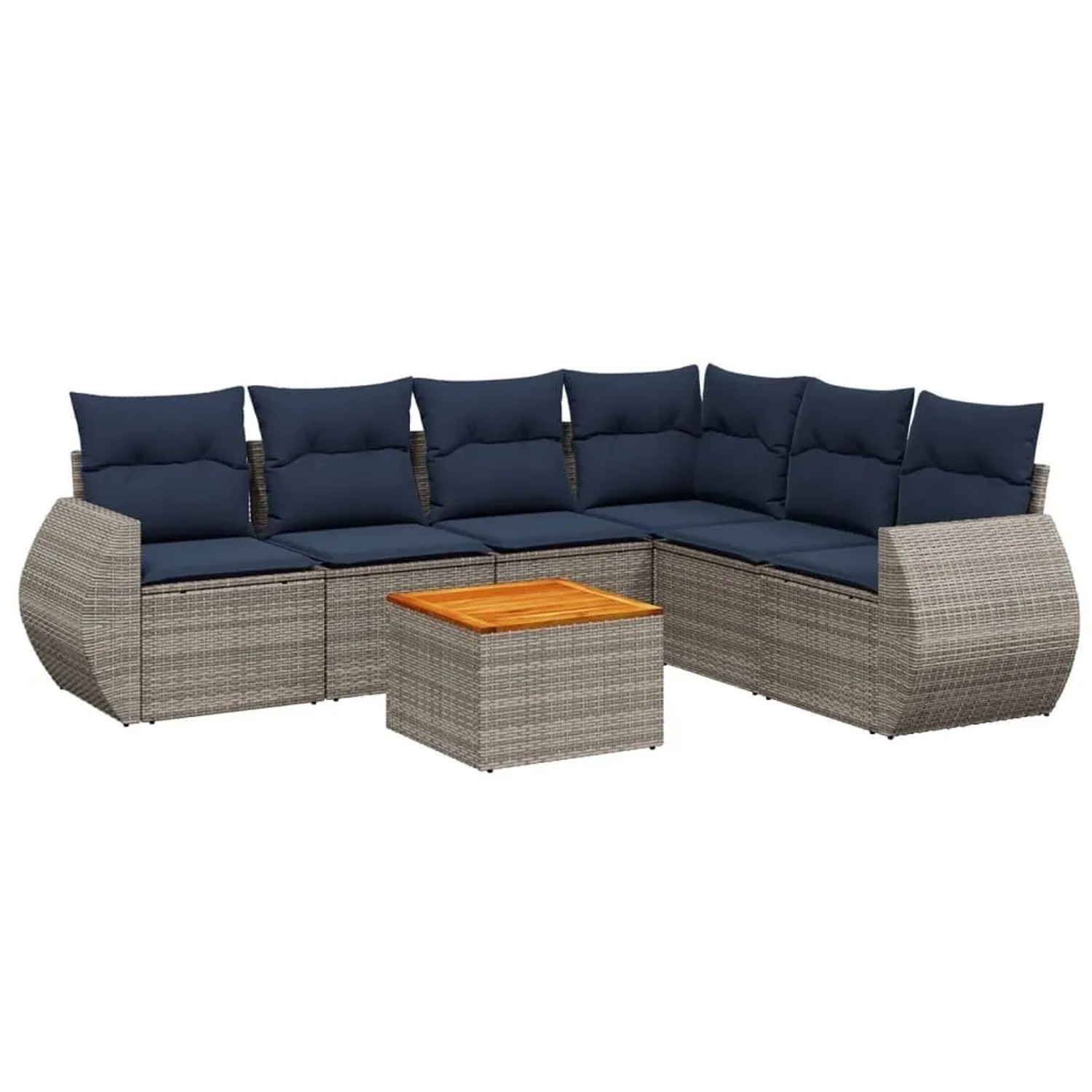 vidaXL 7-Tlg Gartensofa-Set mit Kissen Grau Polyrattan 3225025 günstig online kaufen