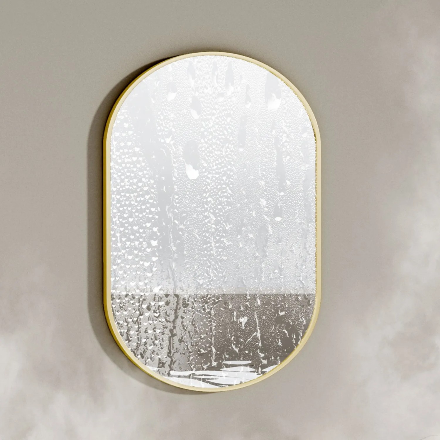 Emke Ovaler Badspiegel 60 x 80 cm Wandspiegel Gold Metall Badezimmerspiegel_4