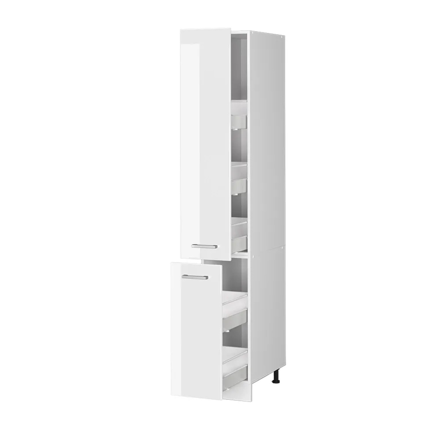 Vicco Apothekerschrank R-Line, weiß hochglanz, 30 cm breit, mit offenen Auszügen. Küchenschrank für Medikamente.
