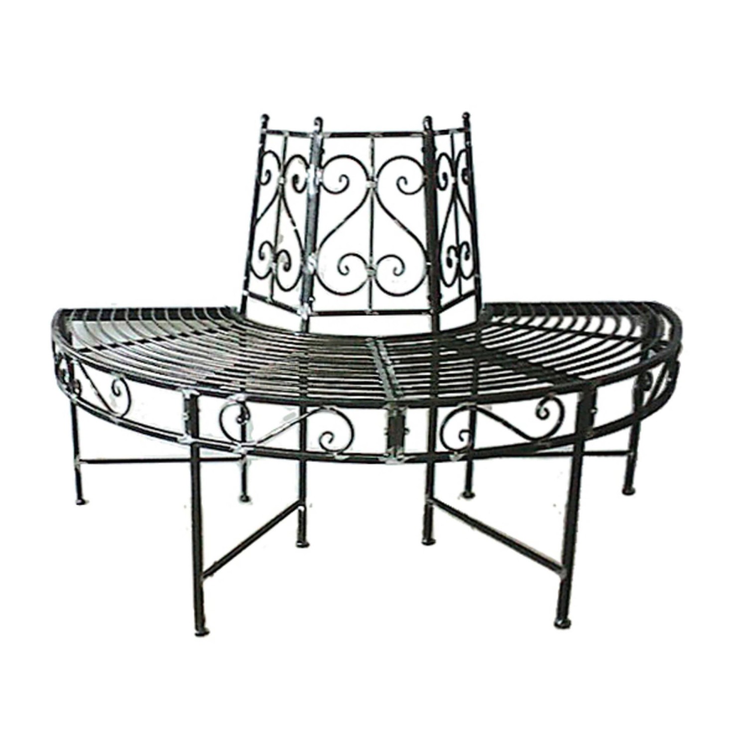 Jardinion Baumbank Halbkreis 124 x 63 x 82cm Metall Anthrazit Rost Optik günstig online kaufen