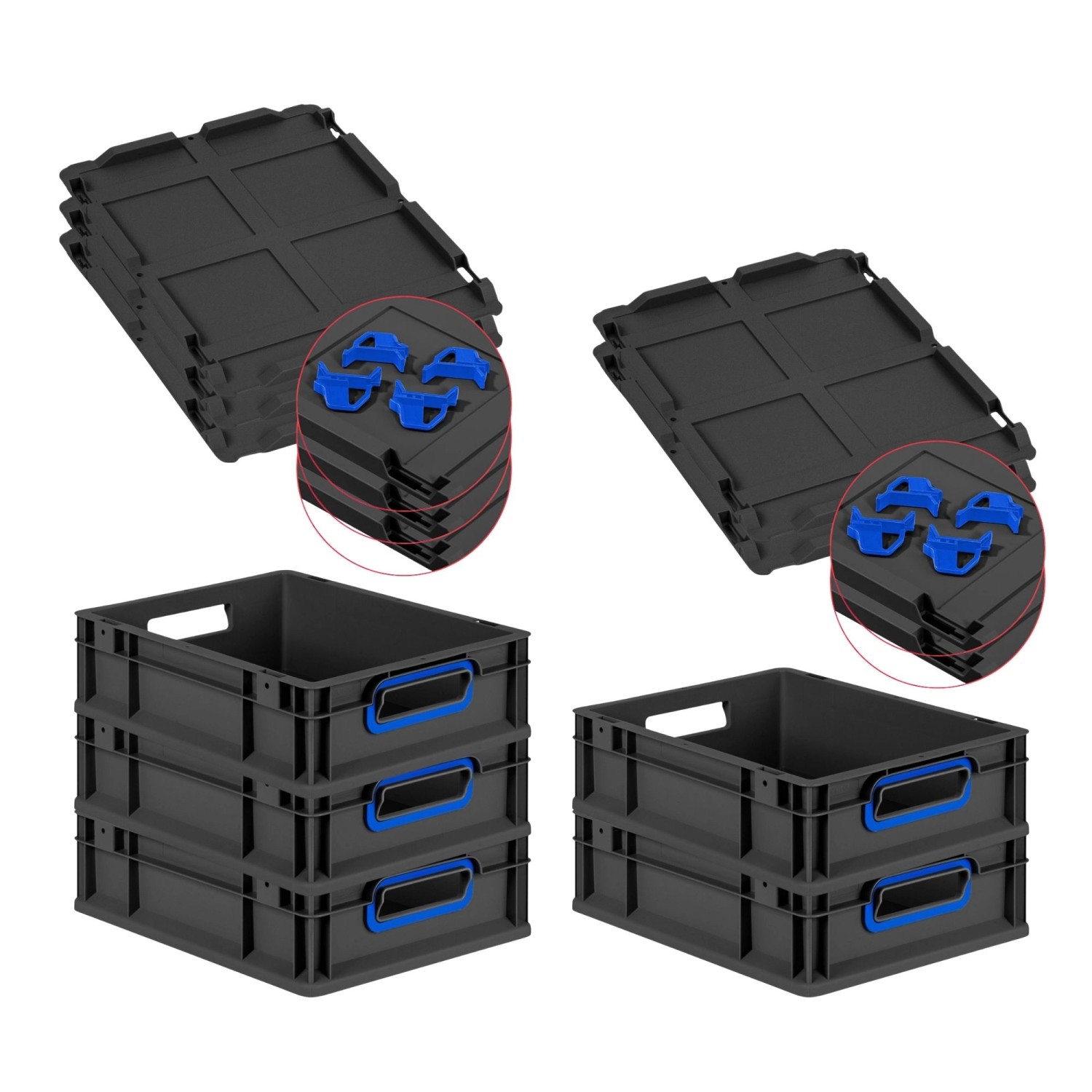 PROREGAL SparSet 5x Eurobox Nextgen Color Mit Auflagedeckel HxBxT 12x30x40c günstig online kaufen